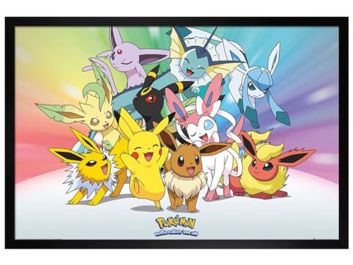 Pokemon Maxi-Poster mit Holzrahmen, Eevee PKMN, 61 x 91,5 cm, Schwarz Pokemon Maxi-Poster mit Holzrahmen, Eevee PKMN, 61 x 91,5 cm, Schwarz von Grindstore