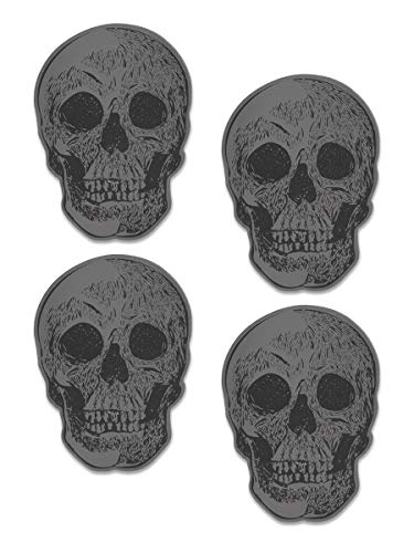 Untersetzer Set | Totenkopf | 4er Set | Schwarz/Grau | 12cm x 9cm x 3cm von Grindstore