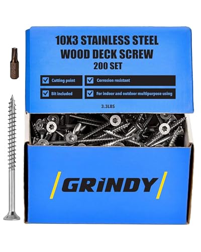 Edelstahl Holzschrauben von Grindy - 10 x 3" Schrauben für Möbel, Schrank & andere Projekte - 1,5kg bis 200 Stück Edelstahl Schrauben Set - Rost- & Korrosionsbeständig - für Innen & Außen Edelstahl Holzschrauben von Grindy - 10 x 3" Schrauben für Möbel, Schrank & andere Projekte - 1,5kg bis 200 Stück Edelstahl Schrauben Set - Rost- & Korrosionsbeständig - für Innen & Außen von Grindy
