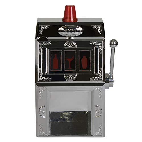 Grinscard Getränkespender im One-Armed Bandit Design - Silbern ca. 1300 ml - Spielautomat Zapfanlage mit Zapfhebel von Grinscard