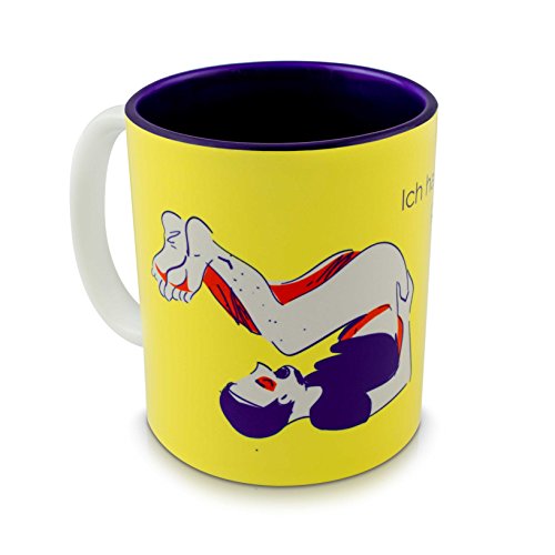 Grinscard Keramik Tasse mit Popo Aufdruck & Spruch - Gelb Mooning Design 0,3l - Motiv Kaffeetasse zum Verschenken von Grinscard