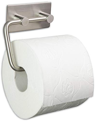 Klopapierhalter Selbstklebend Ohne Bohren - Edelstahl ca. 14 x 10 x 5 cm - Toilettenpapierhalter zur Einfachen Montage von Grinscard