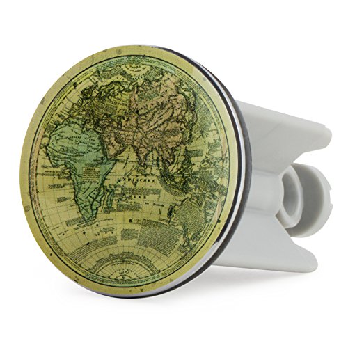 Waschbecken Stöpsel Alte Weltkarte Design - 7 x 4 cm - World Map Spülbecken Abflussstopfen als Geschenk - Grinscard von Grinscard