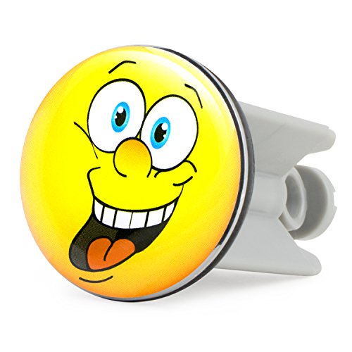Grinscard Waschbecken Stöpsel Smiley Face Design - ca. 7 x 4 cm - Emoticon Spülbecken Abflussstopfen als Geschenk von Grinscard