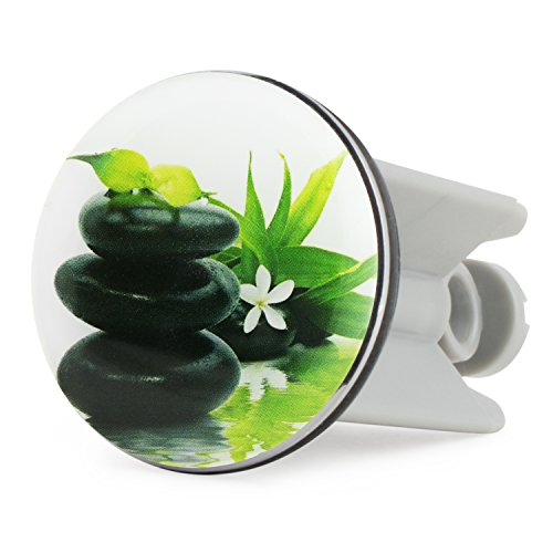Grinscard Waschbecken Stöpsel Steingarten Design - ca. 7 x 4 cm - Zen Motiv Spülbecken Abflussstopfen als Geschenk von Grinscard
