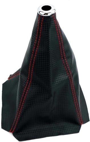 Griozzyi Auto-Schaltknauf Stick Auto Shifter Universal Schaltknauf Shift Carbon Fiber Gamasche Schwarz Rot Stick Shift Kopf(Rot) von Griozzyi