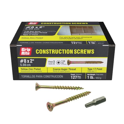 Grip Rite Prime Guard 2 GCS1 T25 STAR Drive Konstruktion Schrauben mit Typ 17 Spitze, 8 von 5,1 cm von Grip-Rite