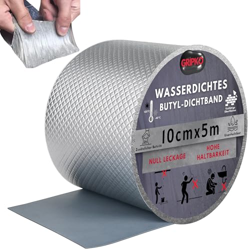 Gripko Butylband Wasserdicht 10cmx5M – Wasserdichtes Klebeband für Rohre, Dachrinnen & Undichtigkeiten – Vielseitiges, Wetterbeständiges Reparaturband Gripko Butylband Wasserdicht 10cmx5M – Wasserdichtes Klebeband für Rohre, Dachrinnen & Undichtigkeiten – Vielseitiges, Wetterbeständiges Reparaturband von Gripko