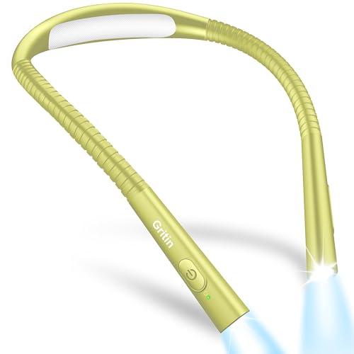 Gritin Leselampe Hals, Buchlampe Bett mit 4 Farben & 5 Helligkeit - Stufenlos Dimmbar, Augenschutz, Aufladbar 80h Dauer, Einstellarm, Ergonomisch Leselicht für Lesen im Bett, Smaragdgrün von Gritin