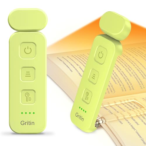 Gritin Leselampe Buch Klemme, Wiederaufladbare Buchlampe mit 7 LEDs, 3 Farbtemperatur & Stufenlos Dimmbare Klemmleuchte mit Extra 5 Helligkeitsstufen Modi, Lange Laufzeit Leselicht -Smaragdgrün von Gritin