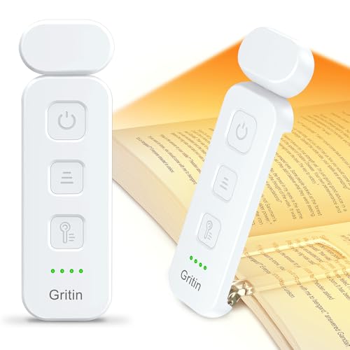 Gritin Leselampe Buch Klemme, Wiederaufladbare Buchlampe mit 7 LEDs, 3 Farbtemperatur & Stufenlos Dimmbare Klemmleuchte mit Extra 5 Helligkeitsstufen Modi, Lange Laufzeit Leselicht -Weiß von Gritin