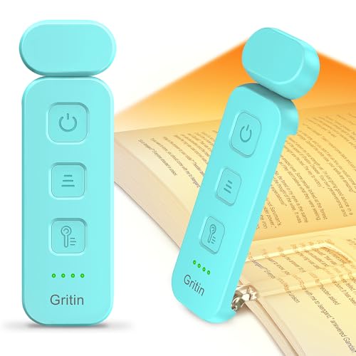 Gritin Leselampe Buch Klemme, Wiederaufladbare Buchlampe mit 7 LEDs, 3 Farbtemperatur & Stufenlos Dimmbare Klemmleuchte mit Extra 5 Helligkeitsstufen Modi, Lange Laufzeit Leselicht von Gritin