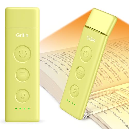 Gritin Leselampe Buch Klemme Wiederaufladbare, Augenschonende Buchlampe Leselicht für Lesen ins Bett mit 3 Farbtemperaturen & Stufenlos Dimmbar, Winkel Eintsellbar Klemmleuchte, Smaragdgrün von Gritin