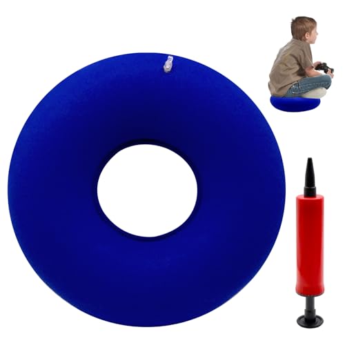 Griwuut Aufblasbares Donut Kissen 40 cm mit Pumpe, Rundes Sitzkissen zur Druckentlastung beim Sitzen oder Liegen, Luftkissen für Nacken, Reisen, Büro, Auto oder Zuhause (Blau) von Griwuut