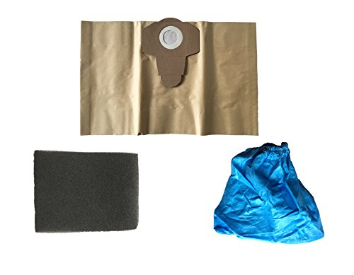3 teiliges Filter Set passend für Aquavac (by ewt) Nass Trockensauger, 1x 20 Liter Staubsaugerbeutel braun, 1x Nassfilter, 1x Trockenfilter von Grizzly Tools