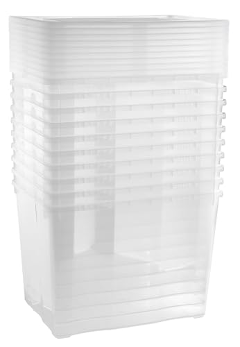 Grizzly Aufbewahrungsboxen 10 x 20 L medium hoch mit Deckel transparent - Klarsichtboxen stapelbar mit Belüftung von Grizzly