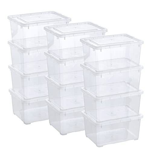 Grizzly Kleine Aufbewahrungsbox mit Deckel, 1,7 L transparente Box, 12er Set, belüftet, stapelbar, ideale Organizer-Boxen mit Belüftung von Grizzly