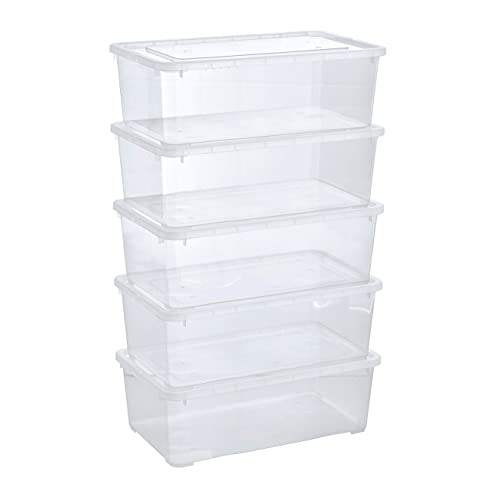 Grizzly Aufbewahrungsboxen 5 x 5 L mit Deckel transparent - Klarsichtboxen stapelbar mit Belüftung von Grizzly