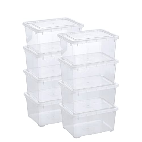 Grizzly Kleine Aufbewahrungsbox mit Deckel, 1,7 L transparente Box, 8er Set, belüftet, stapelbar, ideale Organizer-Boxen mit Belüftung von Grizzly