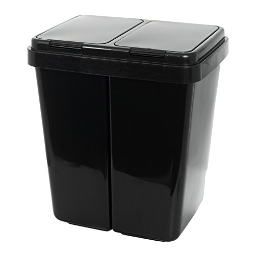 Grizzly Doppelmülleimer 2 x 25l Recycling - Abfallbehälter Mit 2-Fach Deckel - Anthrazit Metallic von Grizzly