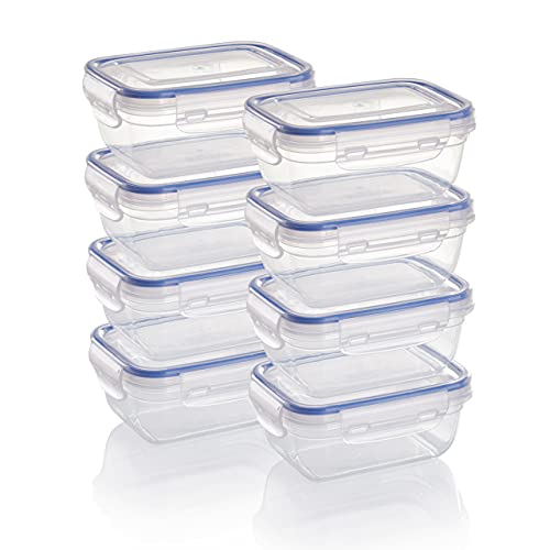 Grizzly Kunststoff Frischhaltedosen Set, 8x Vorratsdosen mit Deckel, rechteckig, stapelbar, bruch-, mikrowellen- und spülmaschinenfest Grizzly Kunststoff Frischhaltedosen Set, 8x Vorratsdosen mit Deckel, rechteckig, stapelbar, bruch-, mikrowellen- und spülmaschinenfest von Grizzly