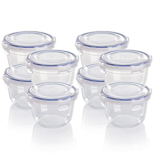 Grizzly Kunststoff Frischhaltedosen Set, 8x Vorratsdosen mit Deckel, rund, stapelbar, bruch-, mikrowellen- und spülmaschinenfest von Grizzly