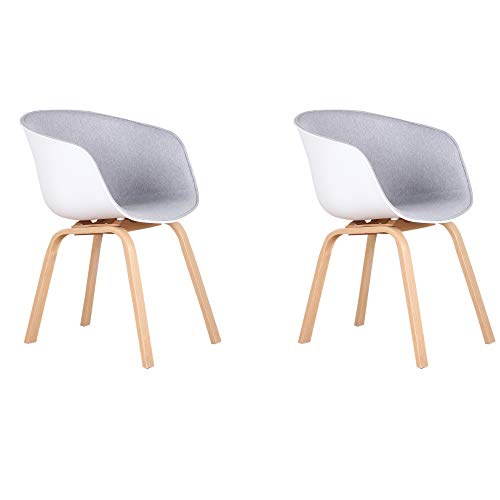 GroBKau 2er Set Stoffsessel Skandinavische Sessel Seitenstühle Arbeitszimmer Stühle für Wohnzimmer, Küche, Konferenzraum, Cafe usw. Grau (Metallbeine) von GroBKau