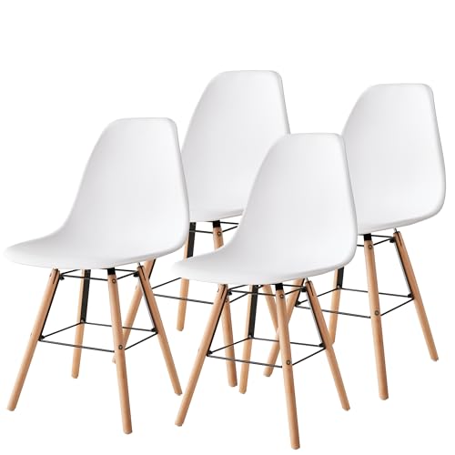 GroBKau Esszimmerstühle, 4 Stühle, skandinavischer Stuhl, Küchenstuhl, Beine aus massivem Buchenholz, Esszimmer, Wohnzimmerstuhl – Weiß von GroBKau