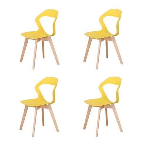 GroBKau Esszimmerstühle, 4 Stühle, skandinavischer Stuhl, Küchenstuhl, Beine aus massivem Buchenholz, Esszimmer – Gelb von GroBKau