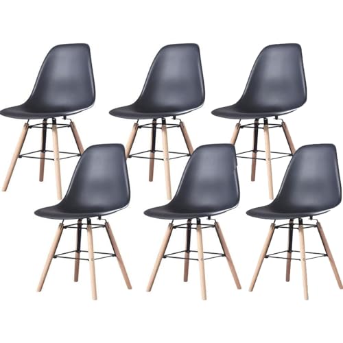 GroBKau Esszimmerstühle, 6 Stühle, skandinavischer Stuhl, Küchenstuhl, Beine aus massivem Buchenholz, Esszimmer, Wohnzimmerstuhl – Schwarz von GroBKau
