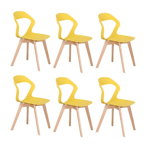GroBKau Esszimmerstühle, 6 Stühle, skandinavischer Stuhl, Küchenstuhl, Beine aus massivem Buchenholz, Esszimmer – Gelb von GroBKau