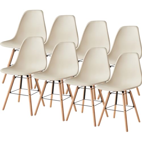 GroBKau Esszimmerstühle, 8 Stühle, skandinavischer Stuhl, Küchenstuhl, Beine aus massivem Buchenholz, Esszimmer, Wohnzimmerstuhl – Khaki von GroBKau
