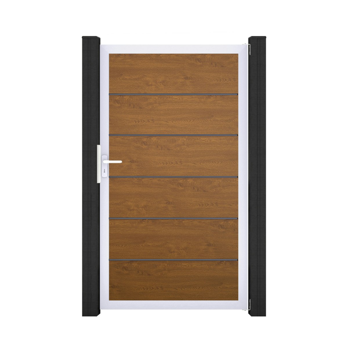 GroJa BasicLine PVC Stecksystem Premium Universal Einzeltor mit Alurahmen golden_oak von GroJa