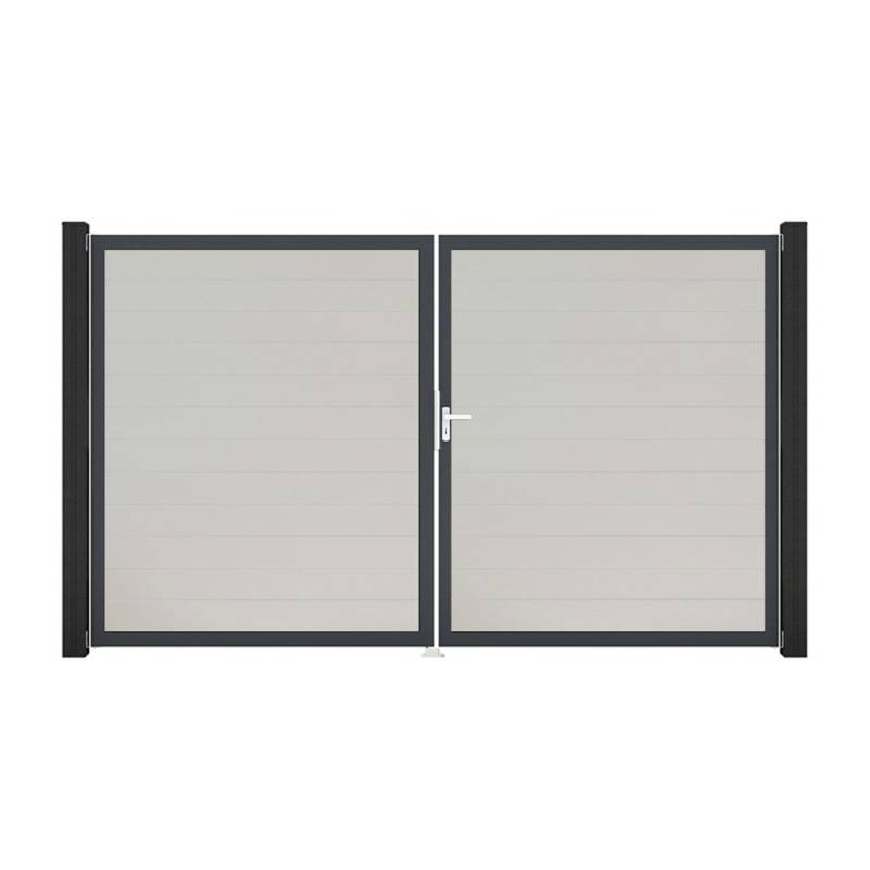 GroJa BasicLine PVC Stecksystem schmal Doppelltor mit Anthrazitrahmen 3000 x 1800 mm weiss DIN Rechts von GroJa