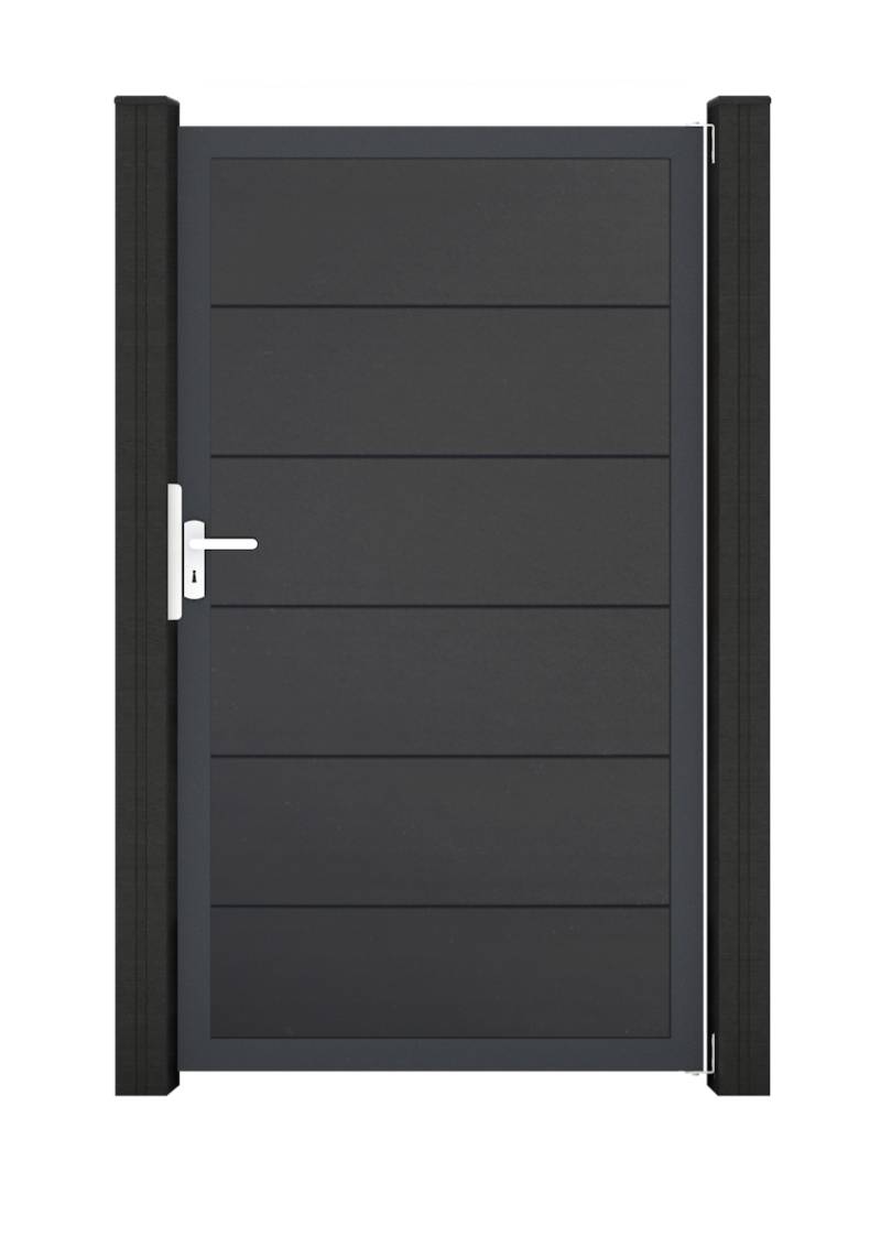 GroJa BasicLine Steckzaun Tor 100x180cm, Universal-DIN Alu-Rahmen DB 703 Asteiche Natur von GroJa