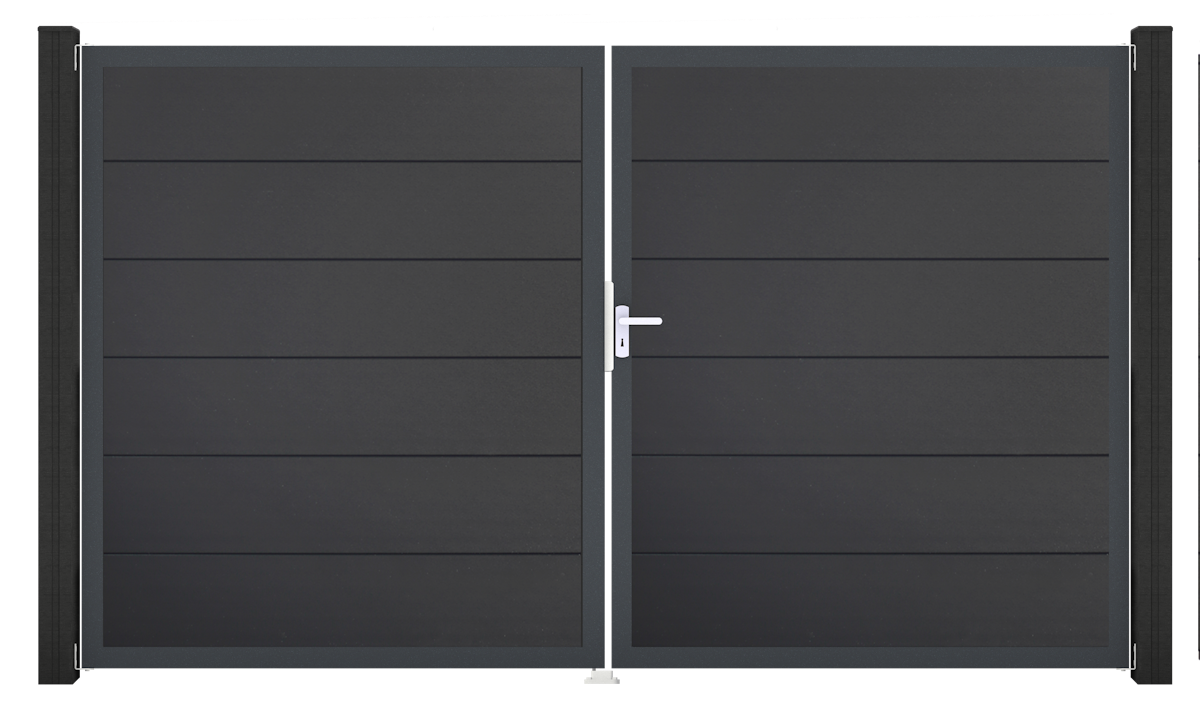 GroJa BasicLine Steckzaun Tor 2-flügelig, 300x180 cm Alu-Rahmen DB 703 Asteiche Natur DIN rechts GroJa BasicLine Steckzaun Tor 2-flügelig, 300x180 cm Alu-Rahmen DB 703 Asteiche Natur DIN rechts von GroJa