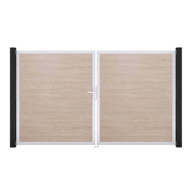 GroJa Doppeltor 'BasicLine' DIN links Eichefarben hell/silber 300 x 180 cm von GroJa