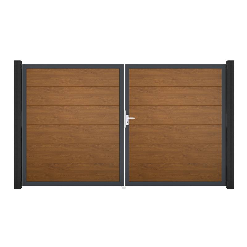 GroJa Doppeltor 'BasicLine' DIN rechts Eichefarben dunkel/anthrazit 300 x 180 cm von GroJa