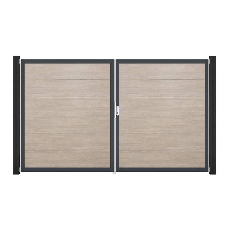 GroJa Doppeltor 'BasicLine' DIN rechts Eichefarben hell/anthrazit 300 x 180 cm von GroJa