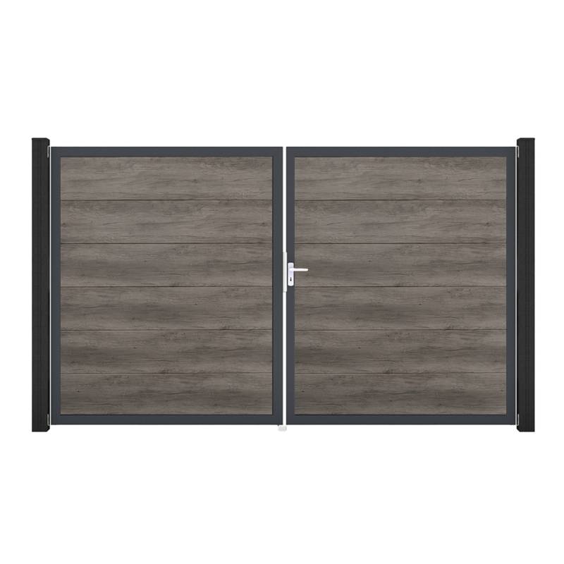 GroJa Doppeltor 'BasicLine' DIN rechts dark oak/anthrazit 300 x 180 cm von GroJa