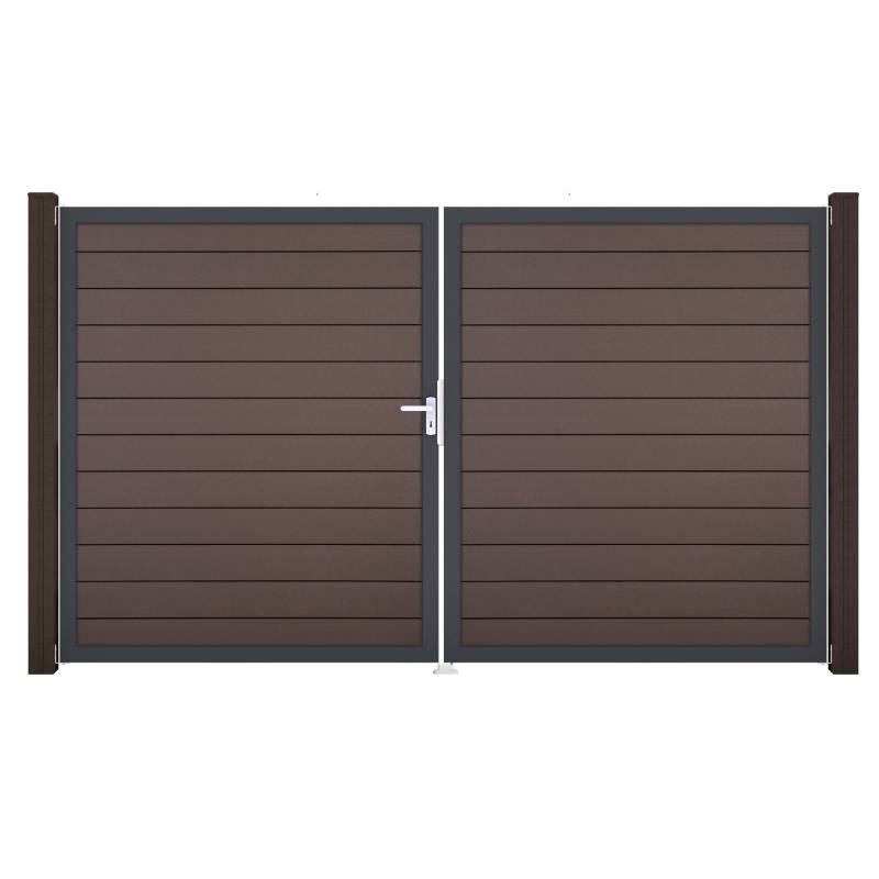 GroJa Doppeltor 'Solid' BPC/Aluminium DIN links braun/anthrazit 300 x 180 cm von GroJa