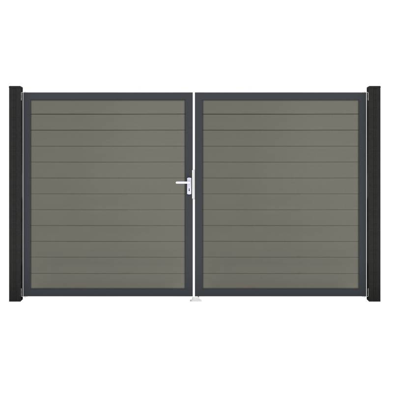 GroJa Doppeltor 'Solid' BPC/Aluminium DIN links grau/anthrazit 300 x 180 cm von GroJa