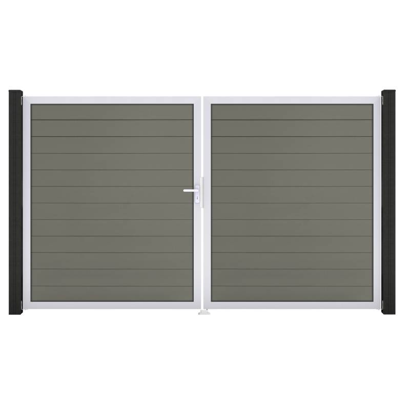GroJa Doppeltor 'Solid' BPC/Aluminium DIN links grau/silber 300 x 180 cm von GroJa