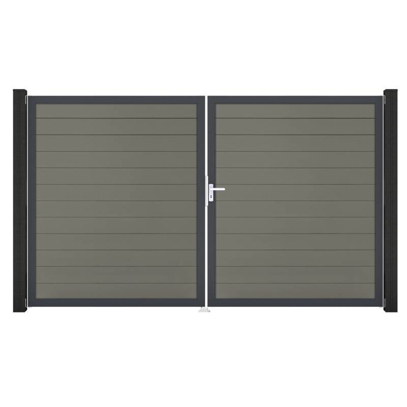 GroJa Doppeltor 'Solid' BPC/Aluminium DIN rechts grau/anthrazit 300 x 180 cm von GroJa