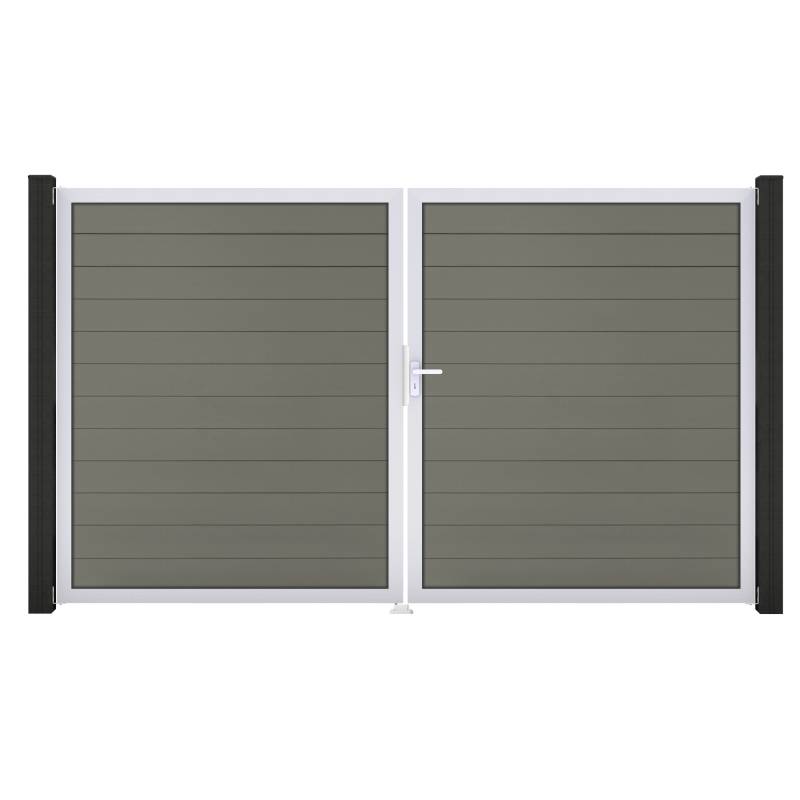GroJa Doppeltor 'Solid' BPC/Aluminium DIN rechts grau/silber 300 x 180 cm von GroJa