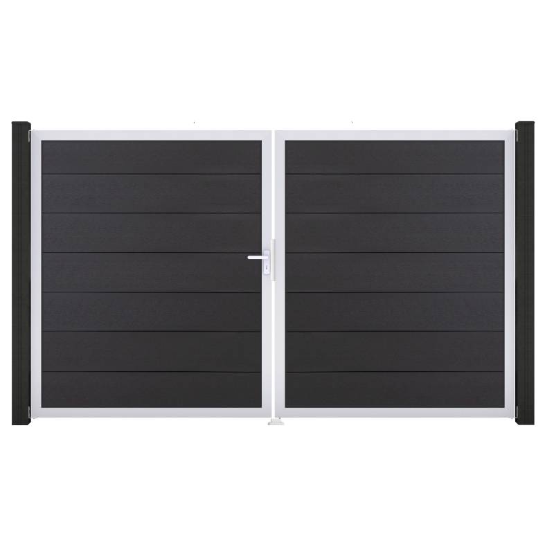 GroJa Doppeltor 'Solid Grande' BPC/Aluminium DIN links anthrazitgrau/silber 300 x 180 cm von GroJa
