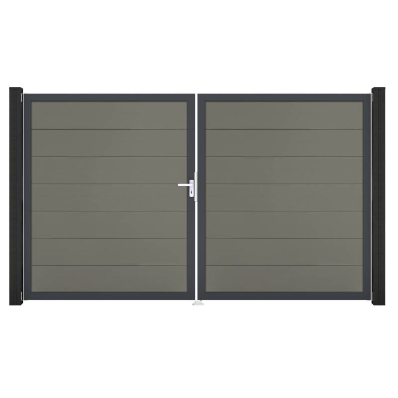 GroJa Doppeltor 'Solid Grande' BPC/Aluminium DIN links grau/anthrazit 300 x 180 cm von GroJa
