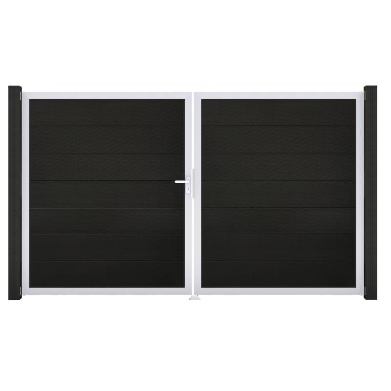 GroJa Doppeltor 'Solid Grande' BPC/Aluminium DIN links schwarz/silber 300 x 180 cm von GroJa