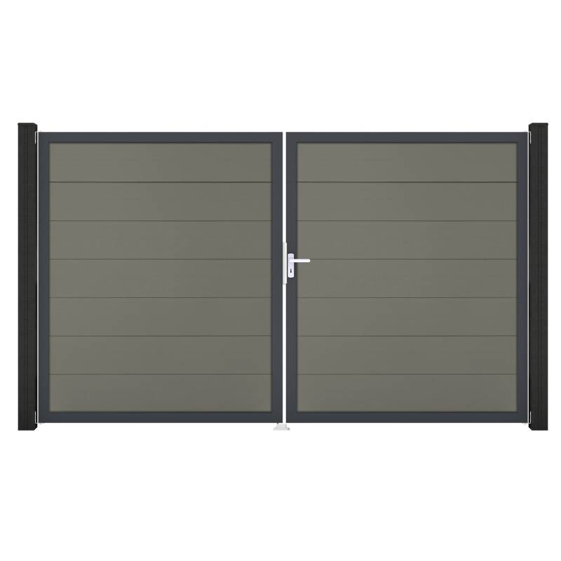 GroJa Doppeltor 'Solid Grande' BPC/Aluminium DIN rechts grau/anthrazit 300 x 180 cm von GroJa
