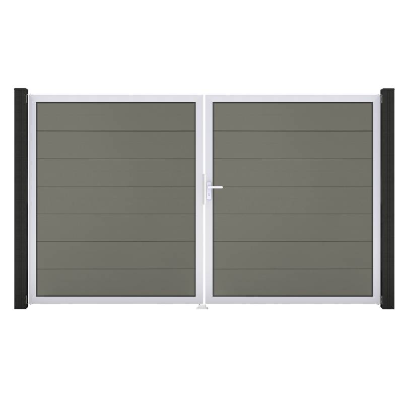 GroJa Doppeltor 'Solid Grande' BPC/Aluminium DIN rechts grau/silber 300 x 180 cm von GroJa
